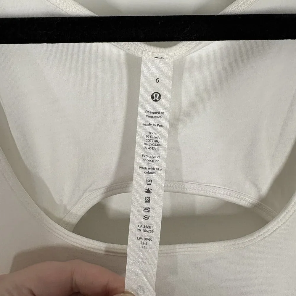 Lululemon Women 6 White Athleisure Stretch Pima Cotton Open-Back Midi Dress NWT